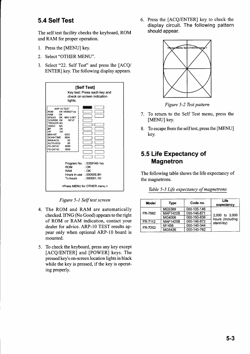 4 self test, 5 life expectancy of magnetron | Furuno FR-7112 User Manual | Page 37 / 52