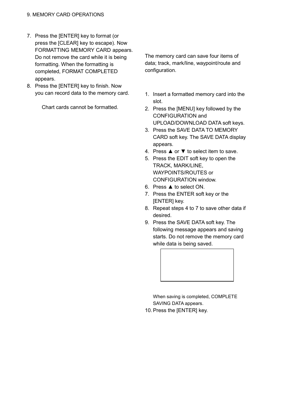2 saving data to memory card | Furuno GP-1850WD User Manual | Page 58 / 98