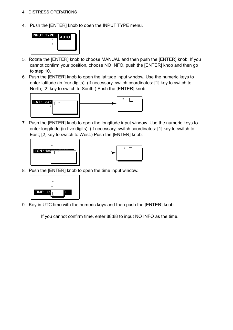 Push the [enter] knob to open the input type menu | Furuno FS-1570 User Manual | Page 48 / 215