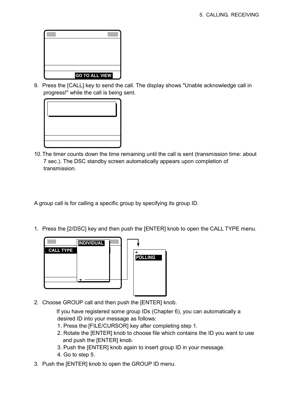 3 group call, 1 sending a group call | Furuno FS-1570 User Manual | Page 77 / 215