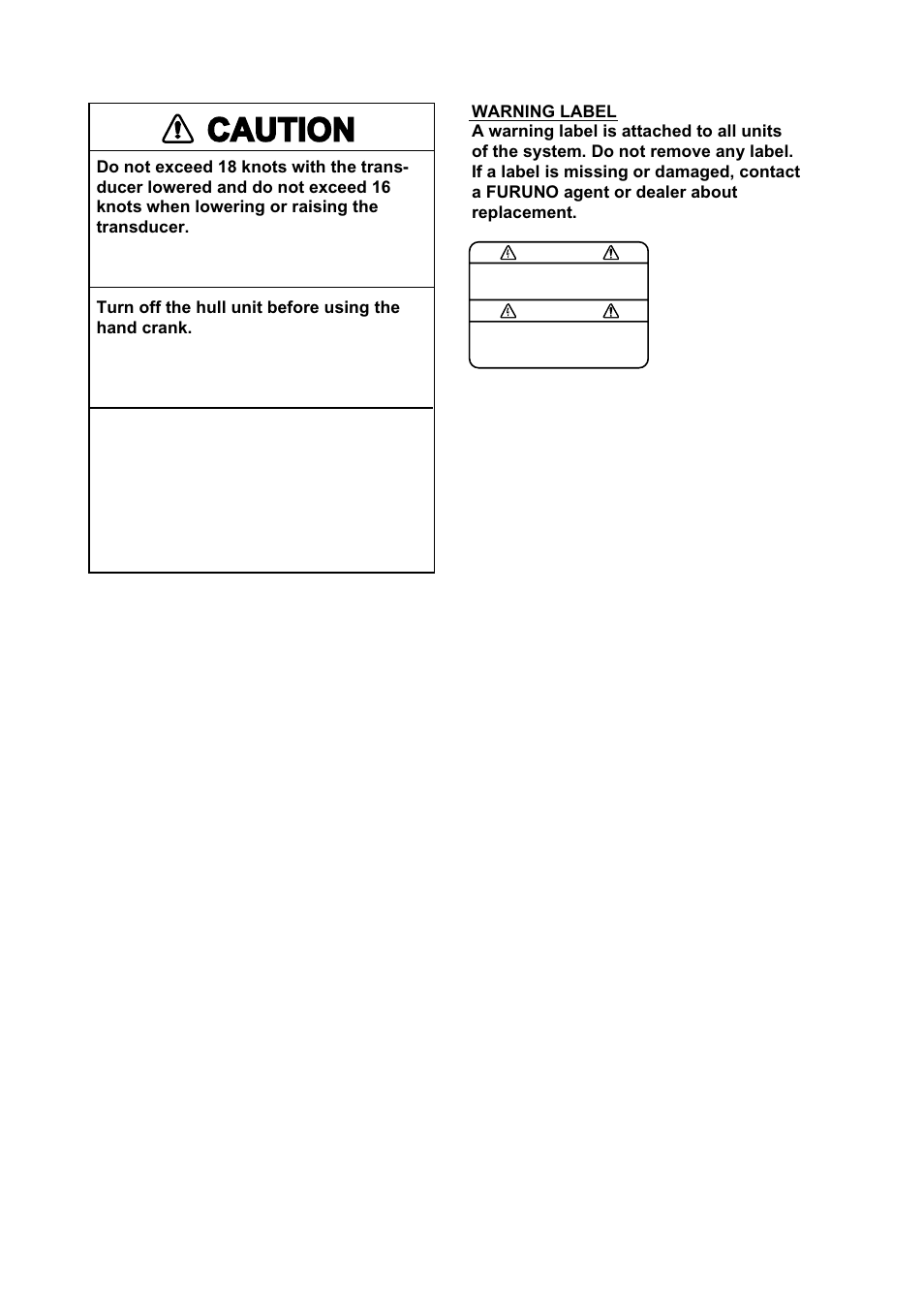 Caution | Furuno CSH-5L/CSH-8L User Manual | Page 4 / 89