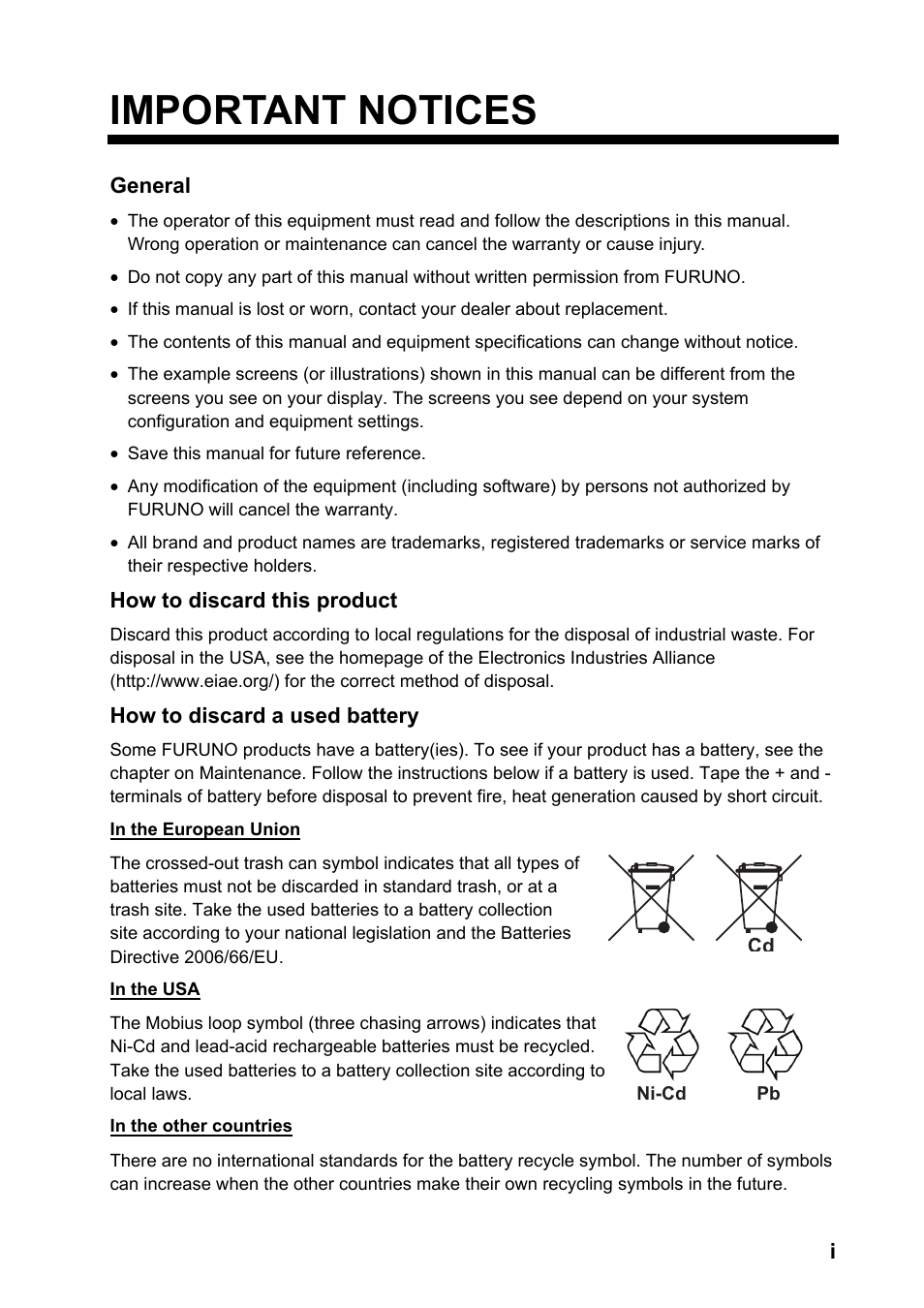 Important notices | Furuno SC-110 User Manual | Page 3 / 89