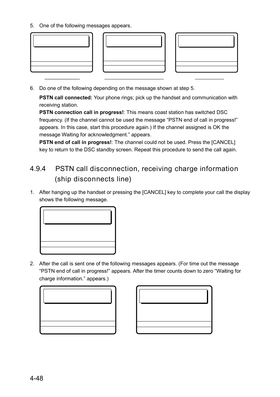 Pstn end of call in progress, Waiting for charge information | Furuno RC-1500-1T User Manual | Page 124 / 418