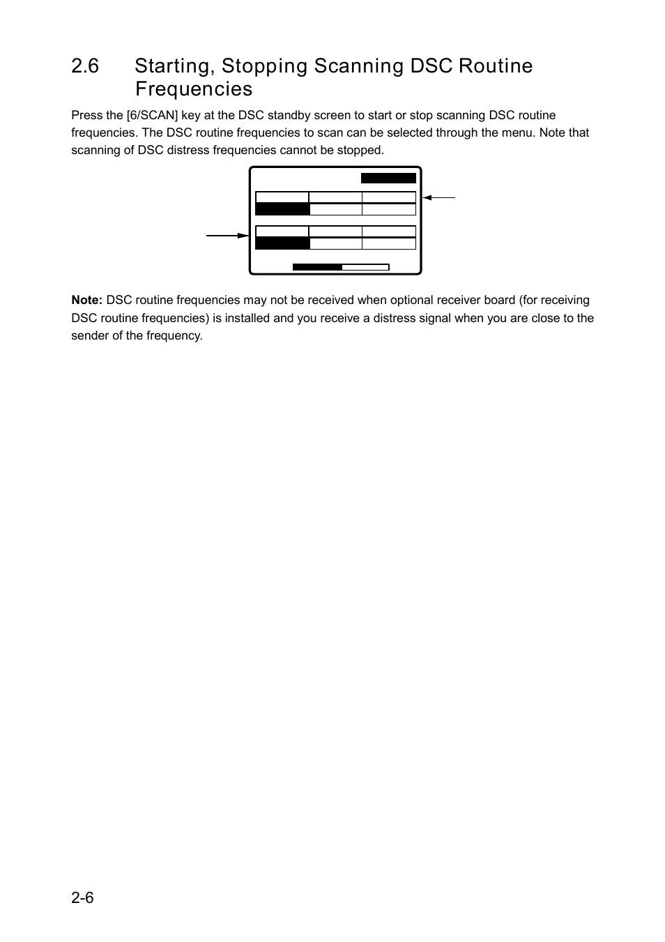 6 starting, stopping scanning dsc routine, Frequencies | Furuno RC-1500-1T User Manual | Page 46 / 418