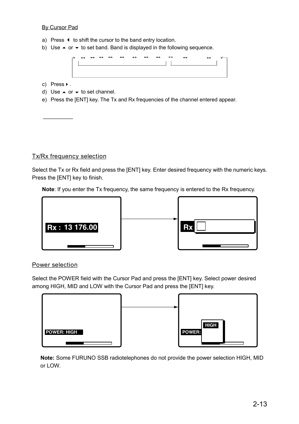 Tx rx, Tx/rx frequency selection, Power selection | Furuno RC-1500-1T User Manual | Page 53 / 418