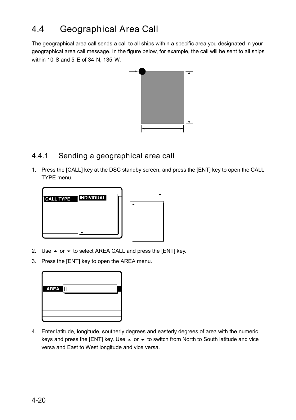 4 geographical area call, 1 sending a geographical area call | Furuno RC-1500-1T User Manual | Page 96 / 418