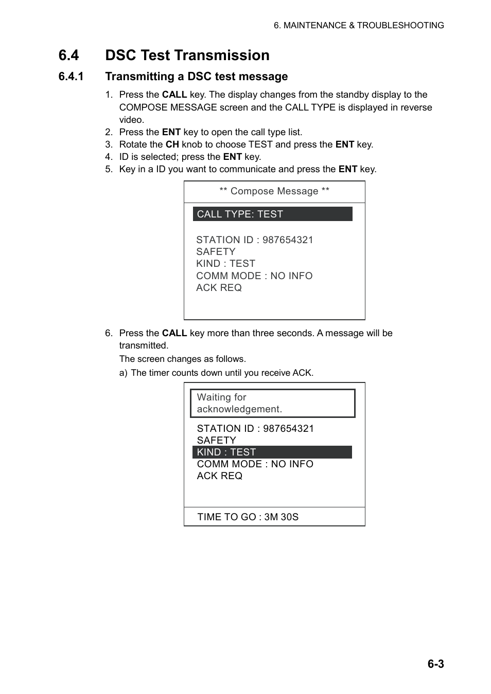 4 dsc test transmission | Furuno FM-8800D User Manual | Page 101 / 137