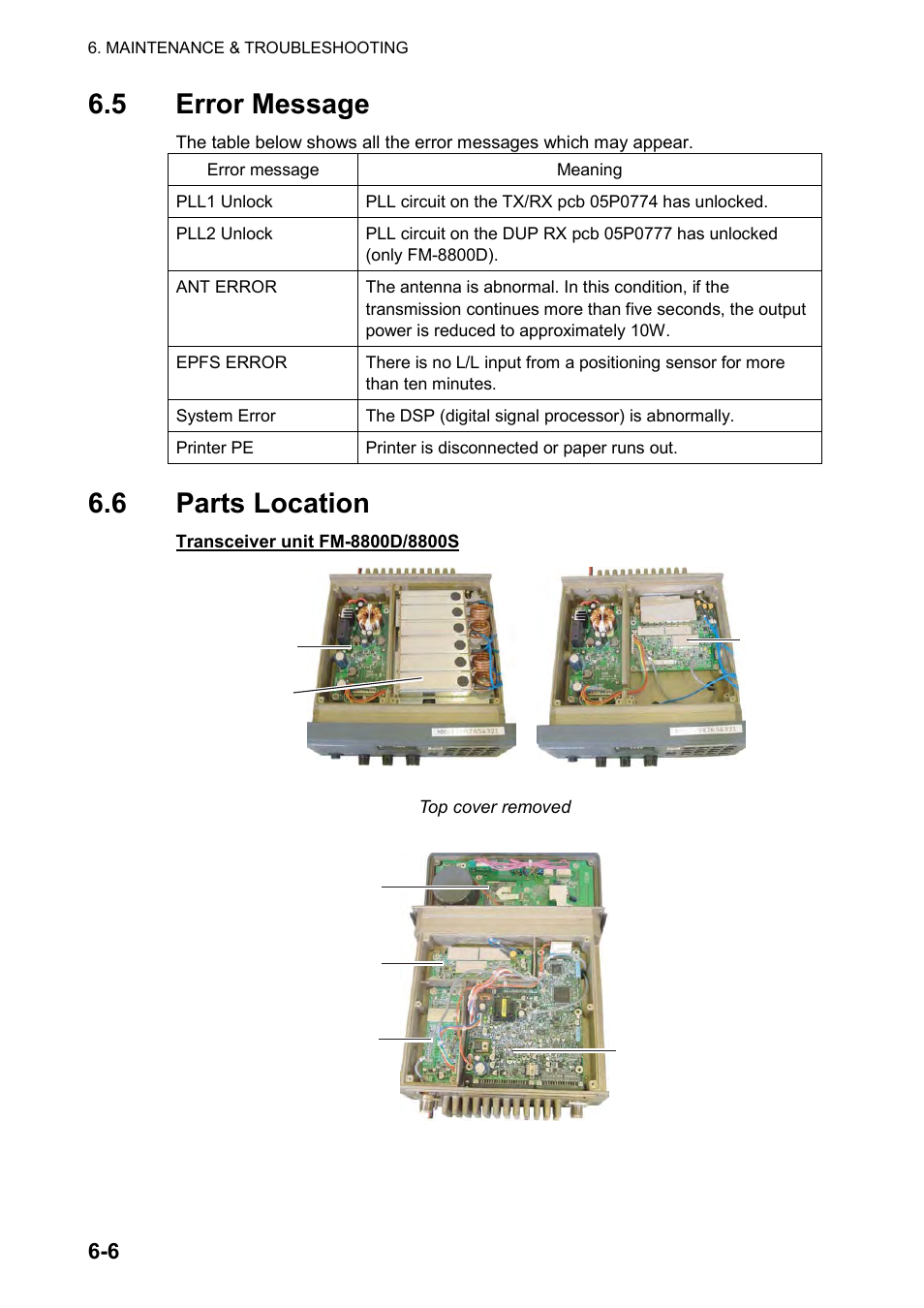 5 error message, 6 parts location | Furuno FM-8800D User Manual | Page 104 / 137