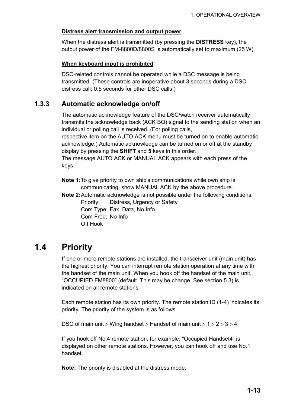 4 priority, 3 automatic acknowledge on/off | Furuno FM-8800D User Manual | Page 25 / 137