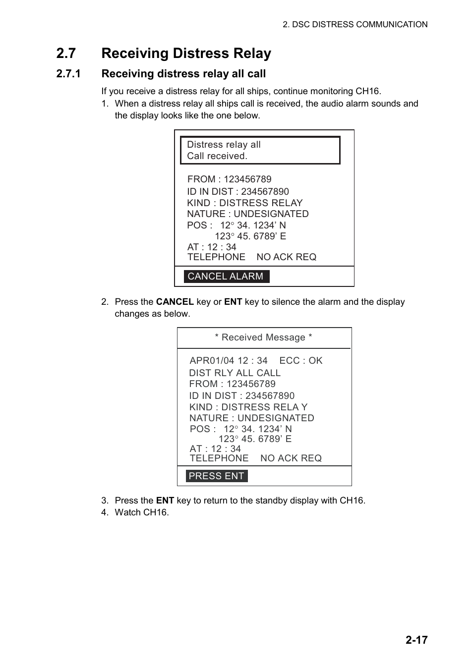 7 receiving distress relay | Furuno FM-8800D User Manual | Page 43 / 137