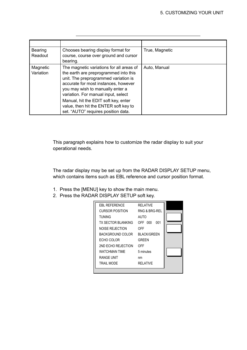 2 radar setup, 1 radar display setup | Furuno NAVNET 1823C User Manual | Page 177 / 260