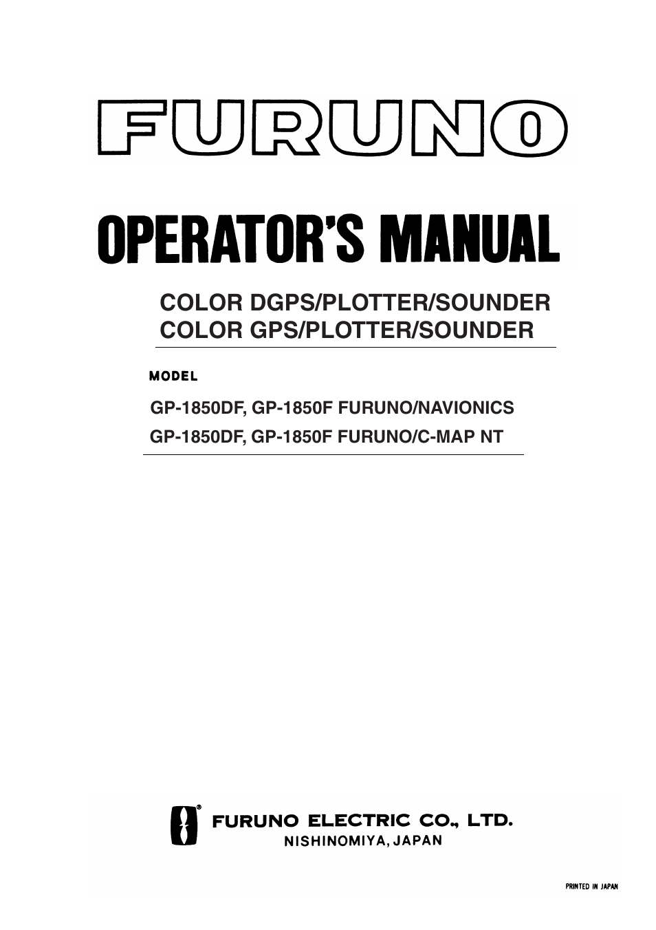 Furuno NAVIONICS GP-1850F User Manual | 110 pages