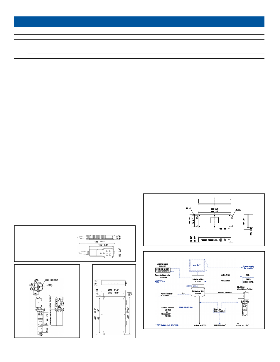 Specifications of ch-250bb | Furuno Black Box Searchlight Sonar CH-250BB User Manual | Page 2 / 2