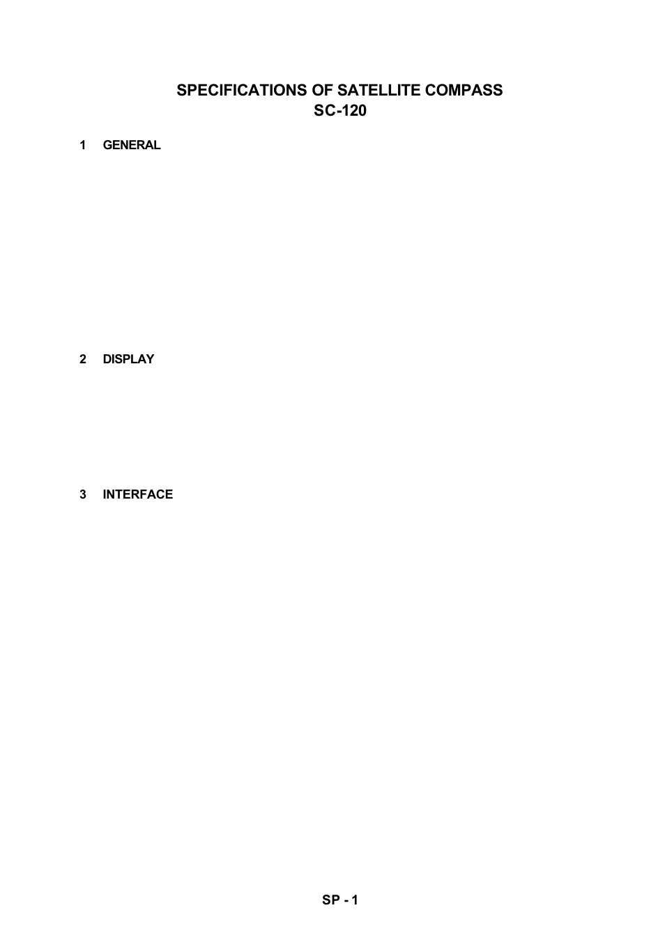 Specifications, Specifications of satellite compass sc-120 | Furuno SC-120 User Manual | Page 11 / 96