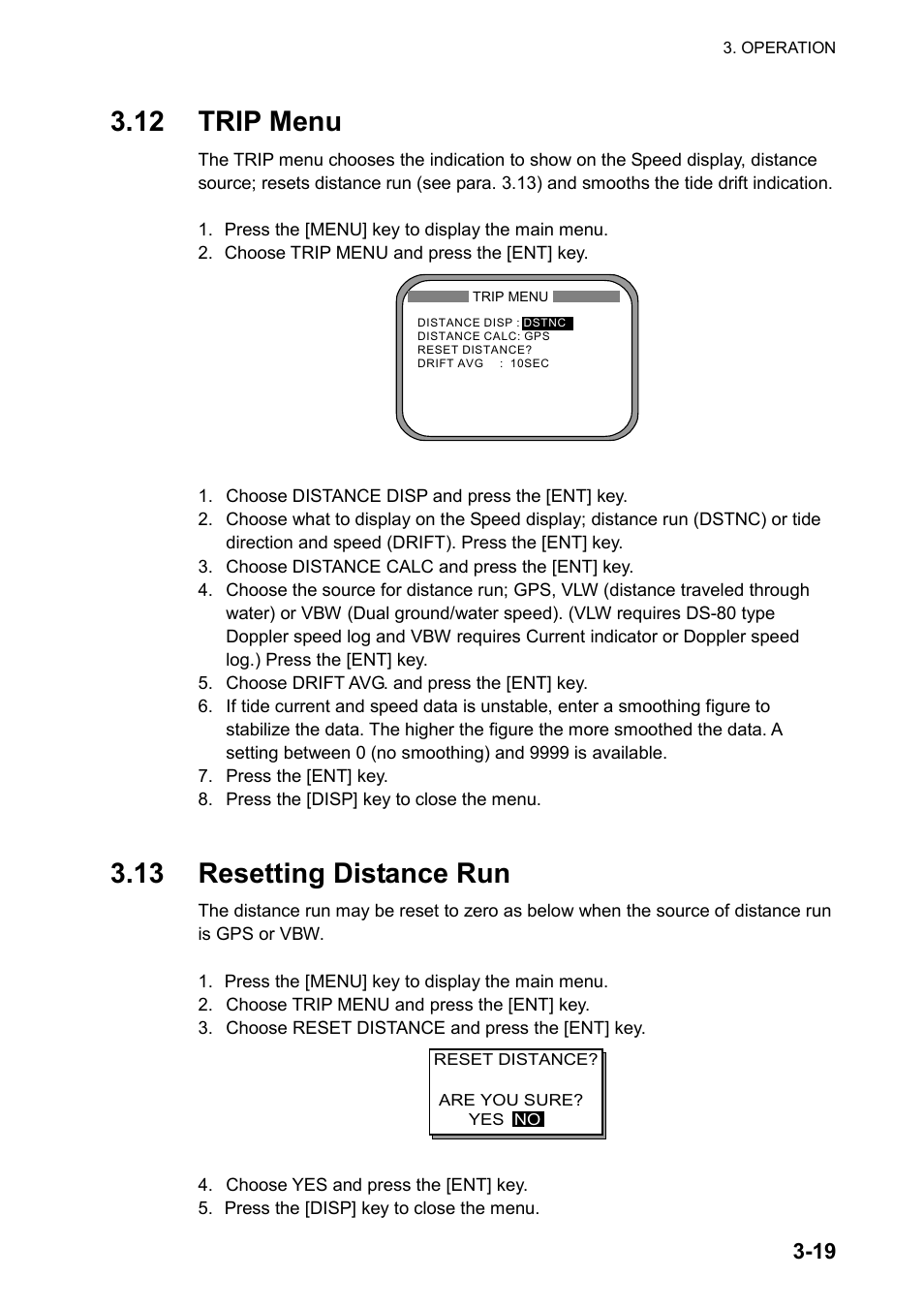 12 trip menu, 13 resetting distance run | Furuno SC-120 User Manual | Page 57 / 96