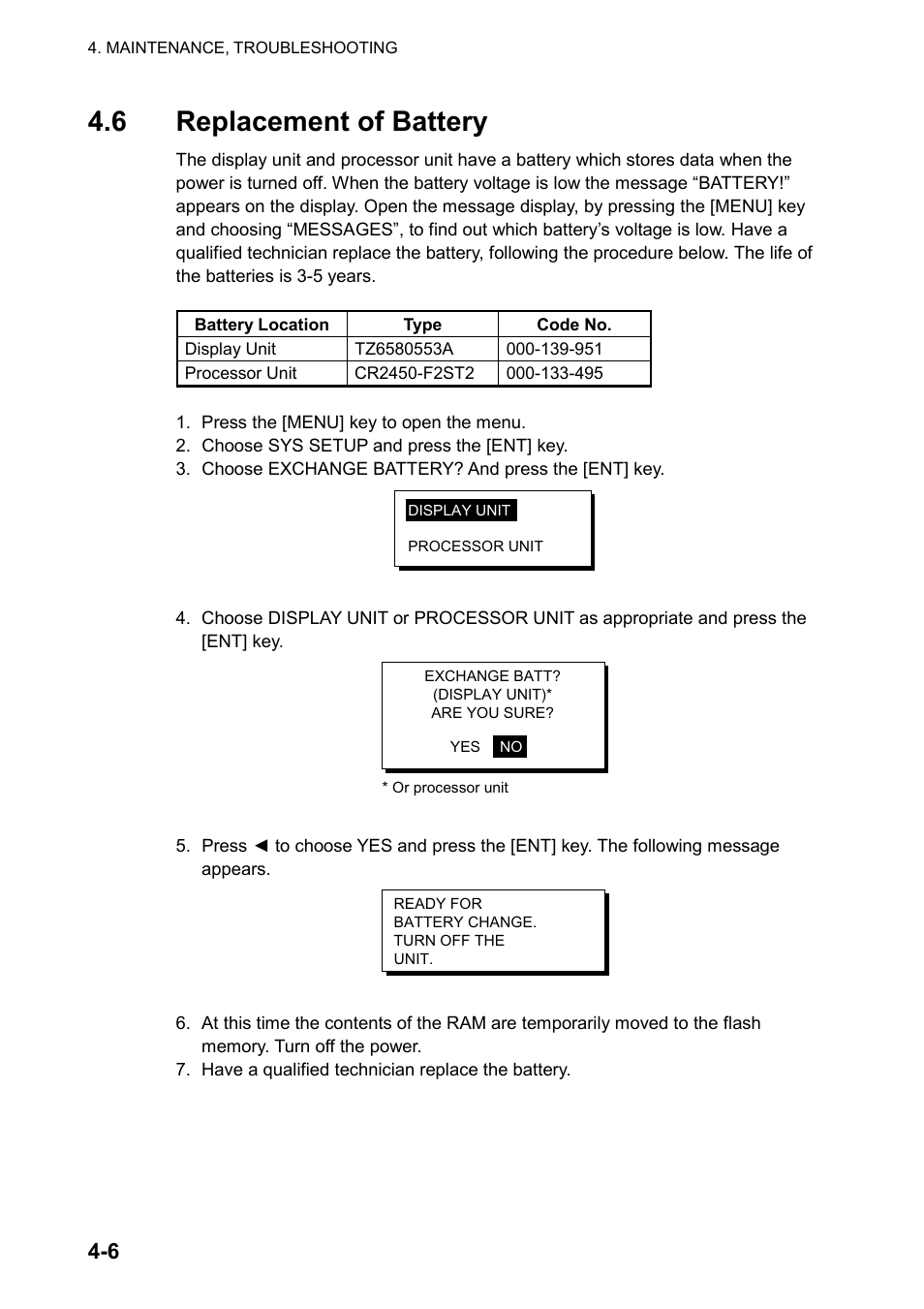 6 replacement of battery | Furuno SC-120 User Manual | Page 64 / 96