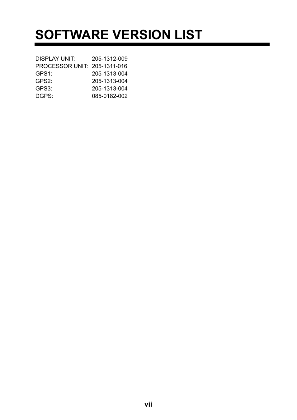 Software version list | Furuno SC-120 User Manual | Page 9 / 96