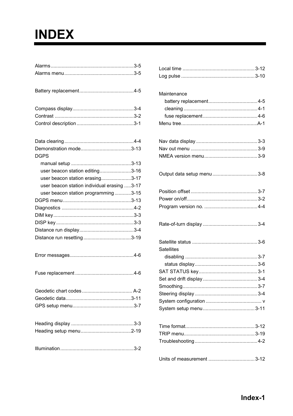 Index, Index-1 | Furuno SC-120 User Manual | Page 95 / 96