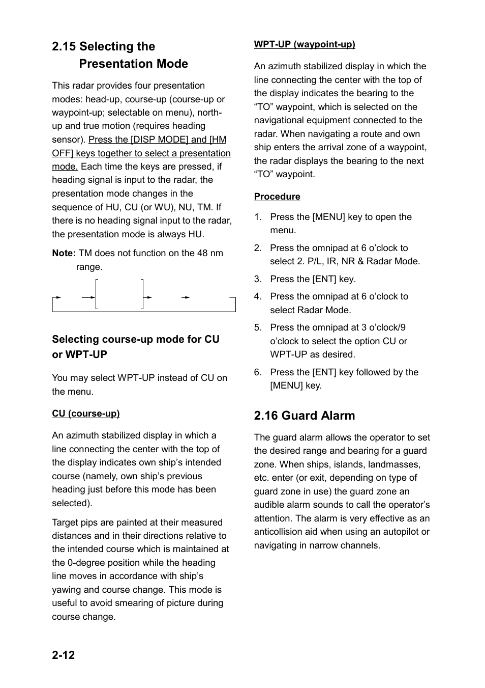 15 selecting the presentation mode, 16 guard alarm | Furuno 851 MARK-2 User Manual | Page 21 / 47