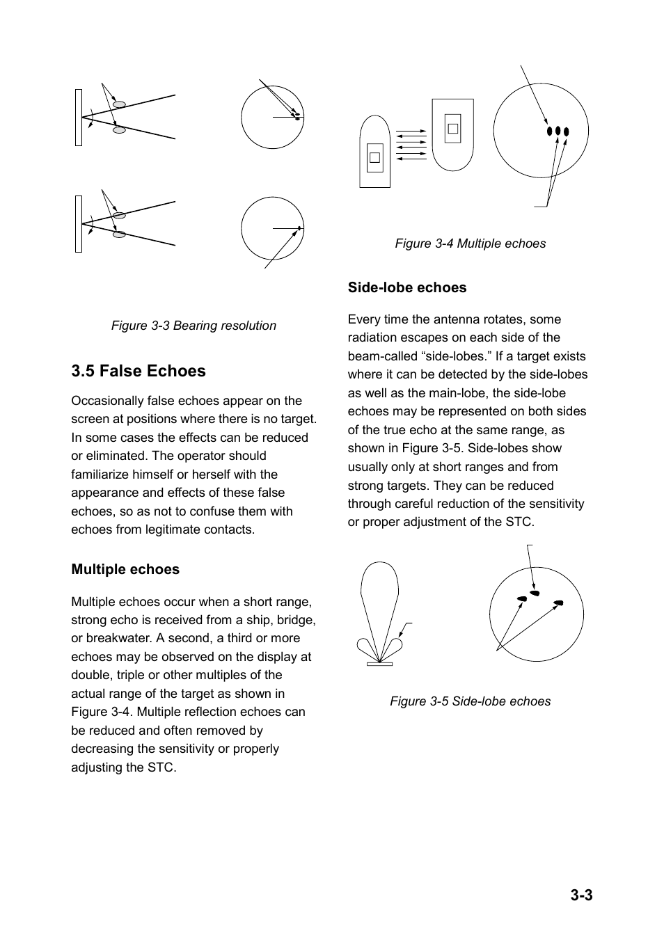 5 false echoes, Multiple echoes, Side-lobe echoes | Furuno 851 MARK-2 User Manual | Page 33 / 47