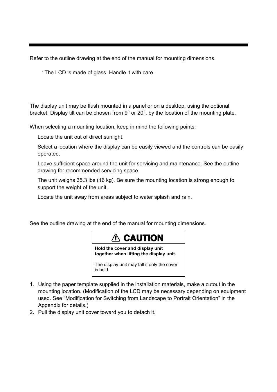 1 mounting, 1 display unit, Caution | Furuno MU-150C User Manual | Page 8 / 40