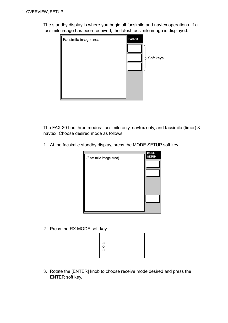 4 choosing the receive mode | Furuno FAX-30 User Manual | Page 18 / 115