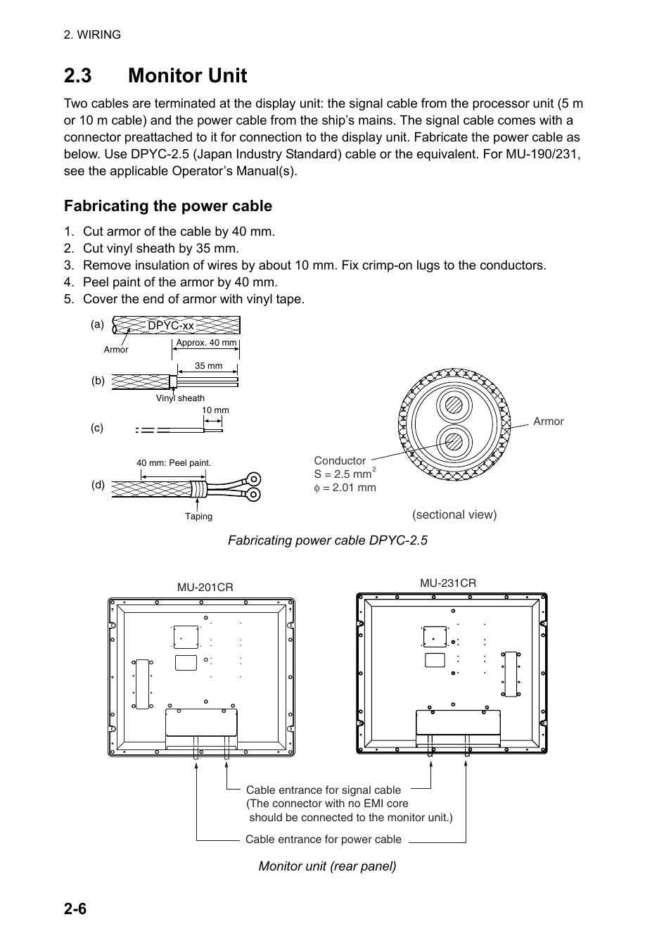 3 monitor unit, Fabricating the power cable | Furuno 2837S User Manual | Page 32 / 123