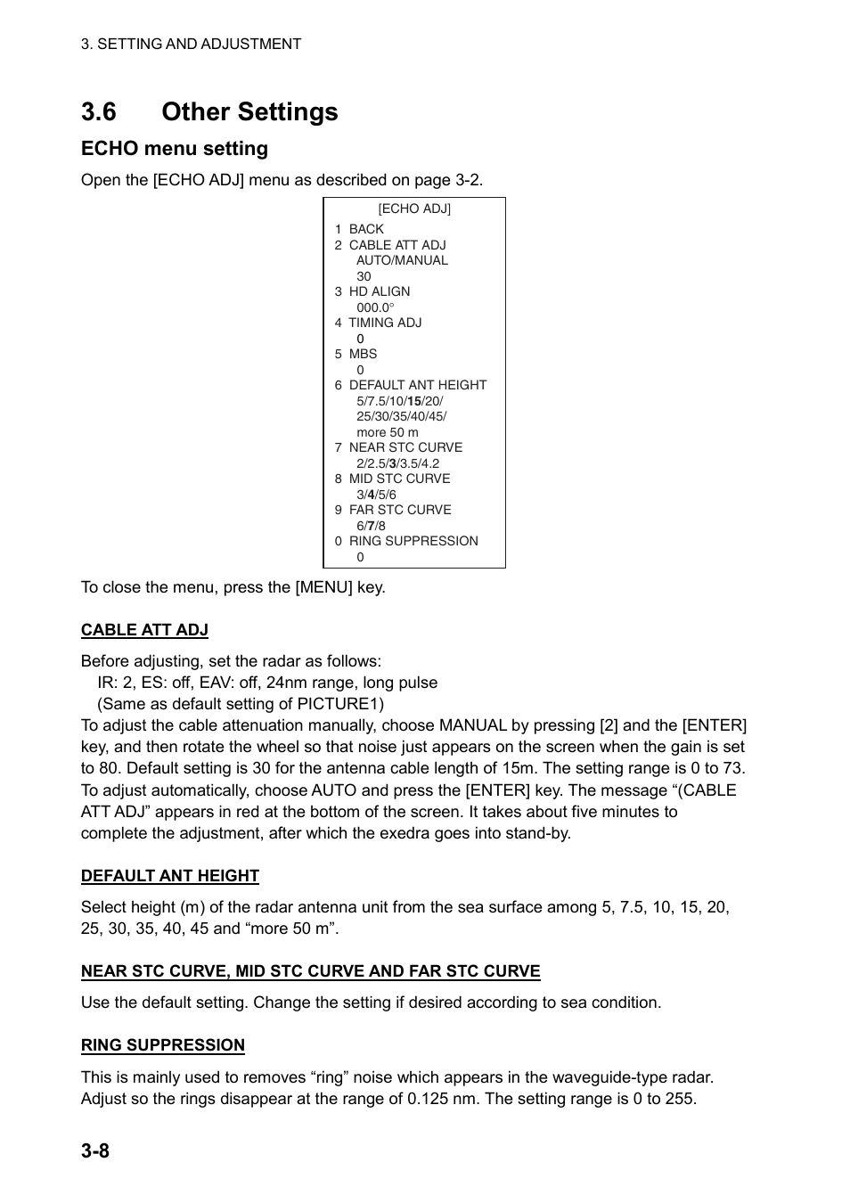 6 other settings, Echo menu setting | Furuno 2837S User Manual | Page 48 / 123