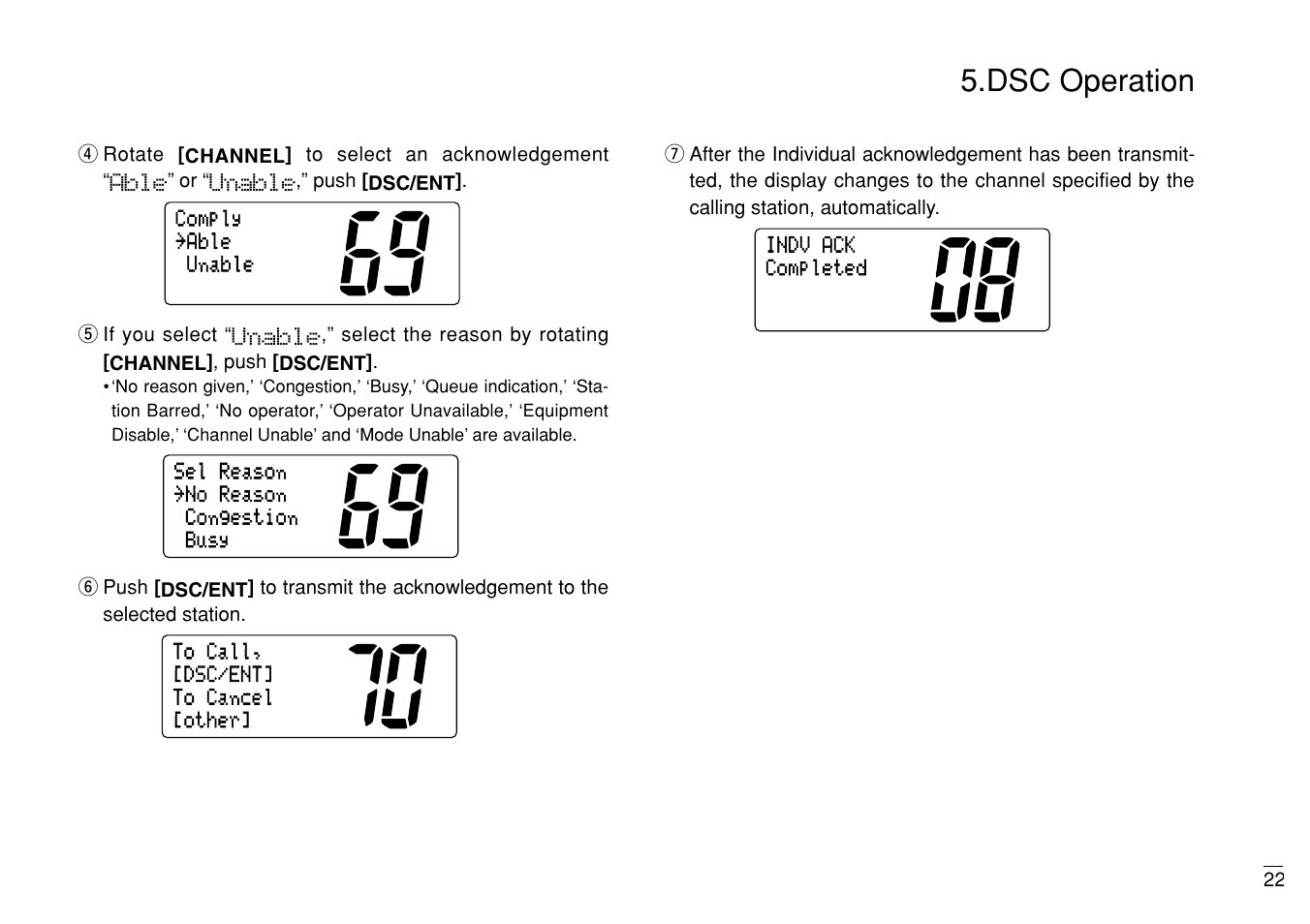 Dsc operation | Furuno MARINE VHF RADIOTELEPHONE FM-3000 User Manual | Page 31 / 76