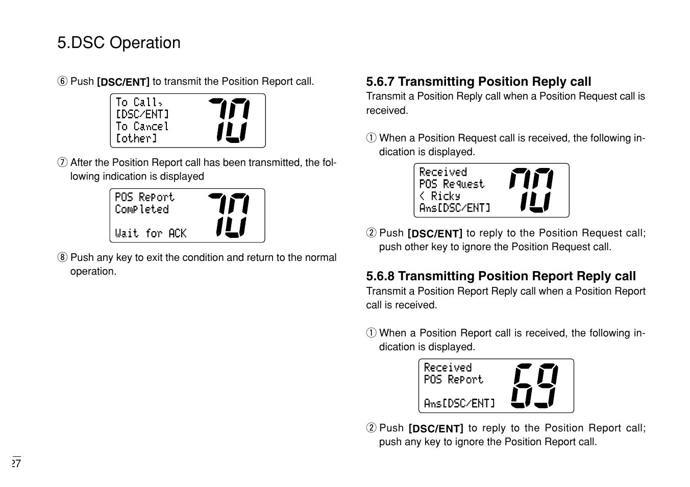 Dsc operation | Furuno MARINE VHF RADIOTELEPHONE FM-3000 User Manual | Page 36 / 76