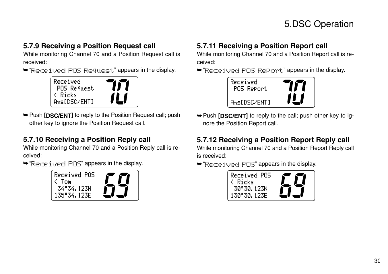 Dsc operation | Furuno MARINE VHF RADIOTELEPHONE FM-3000 User Manual | Page 39 / 76