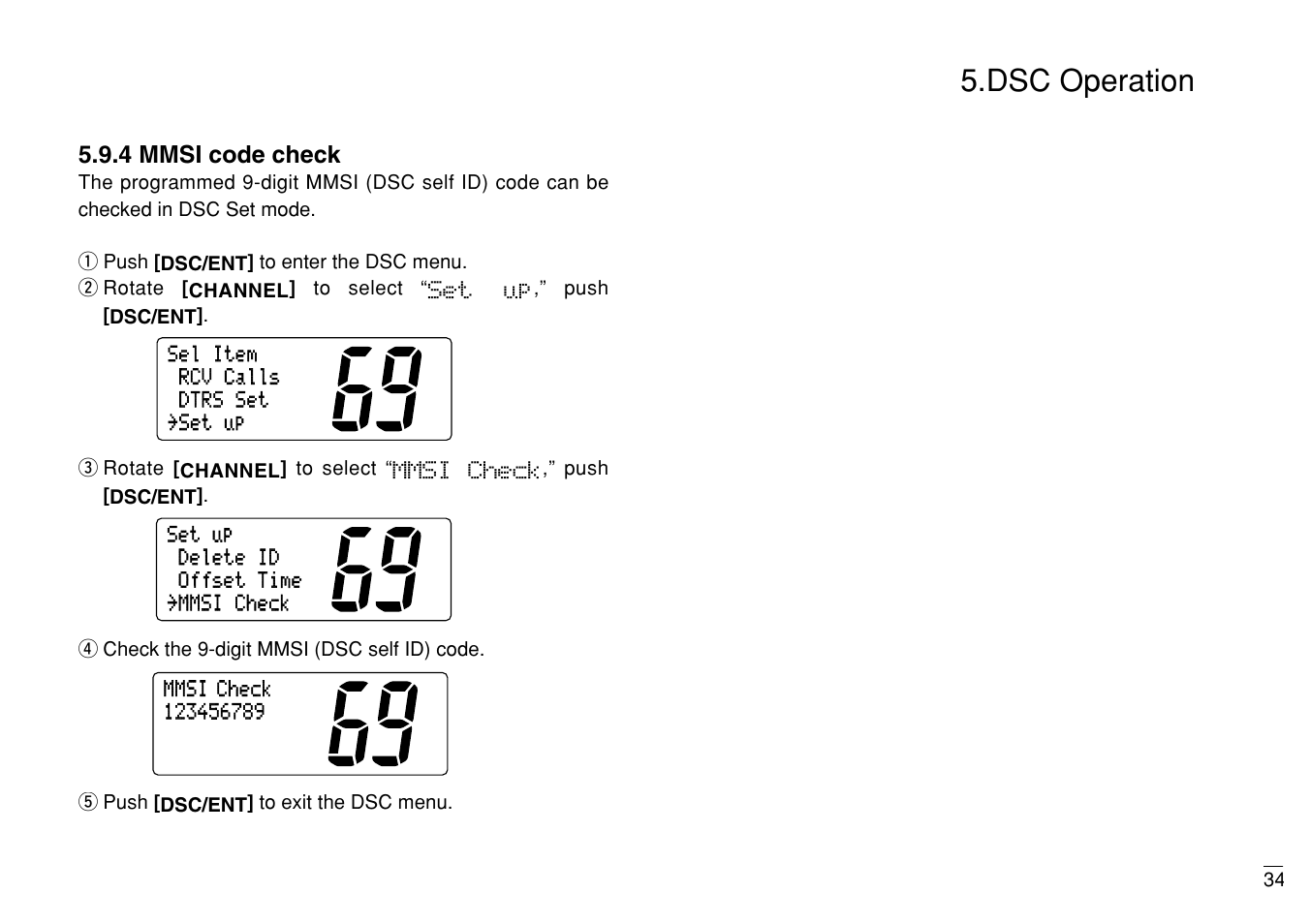 Dsc operation | Furuno MARINE VHF RADIOTELEPHONE FM-3000 User Manual | Page 43 / 76