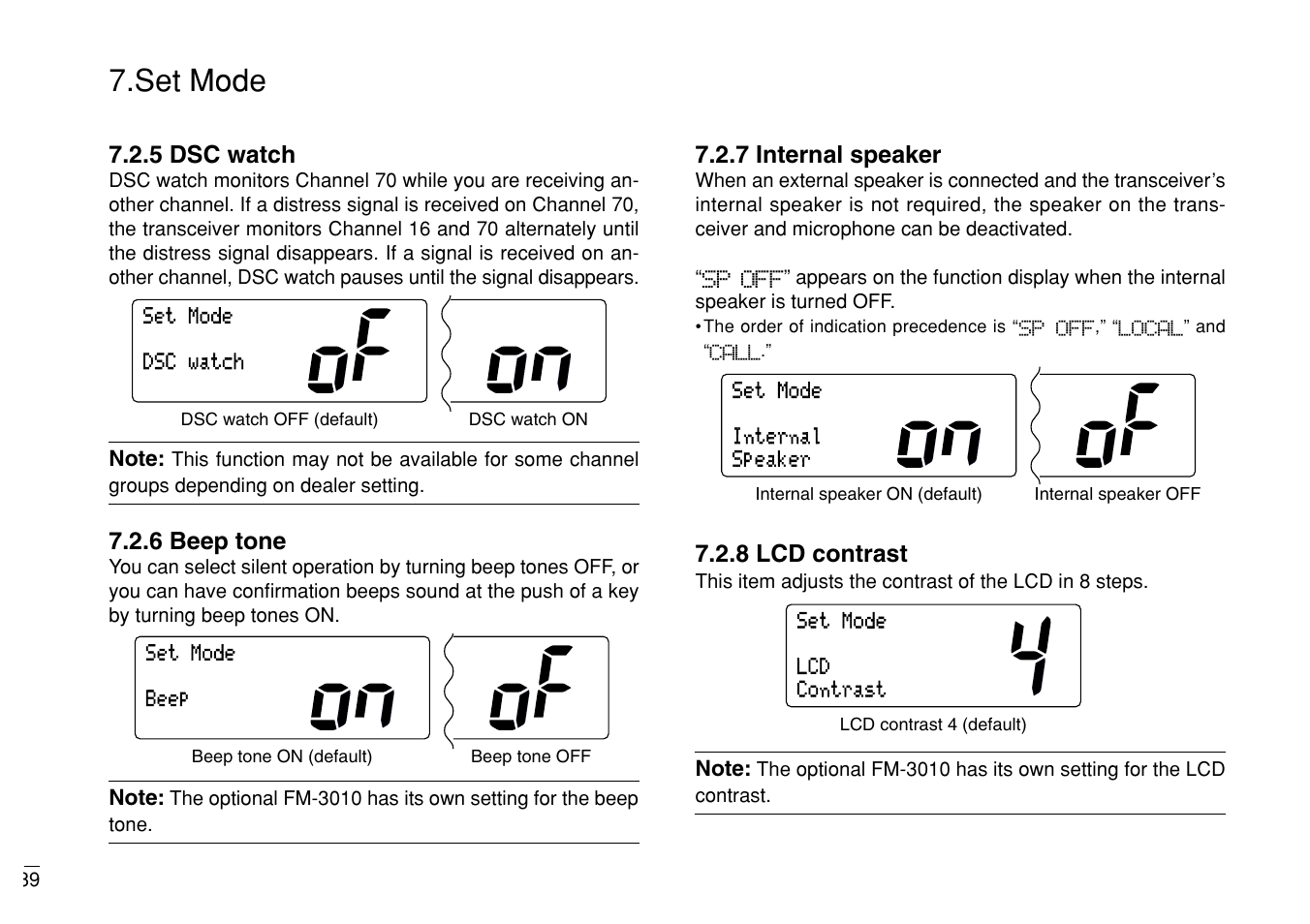 Set mode | Furuno MARINE VHF RADIOTELEPHONE FM-3000 User Manual | Page 48 / 76