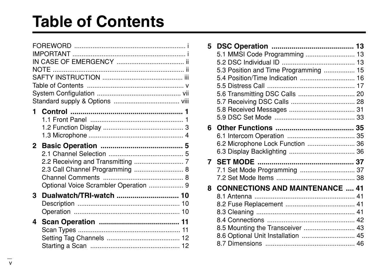 Furuno MARINE VHF RADIOTELEPHONE FM-3000 User Manual | Page 6 / 76