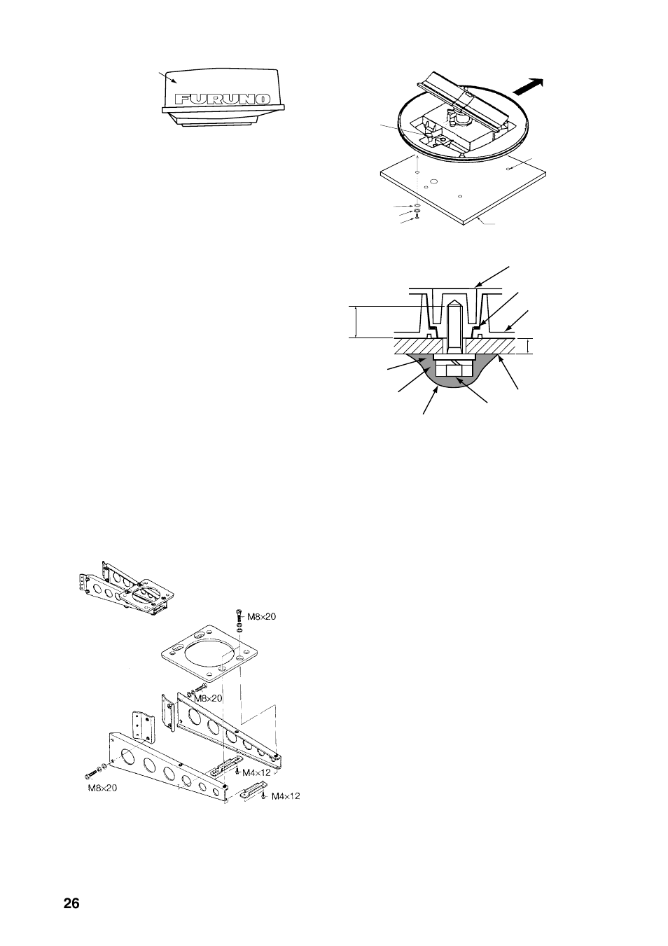 Mounting platform, Wiring and final preparation, Figure 6-2 antenna unit | Furuno 1832 User Manual | Page 40 / 64