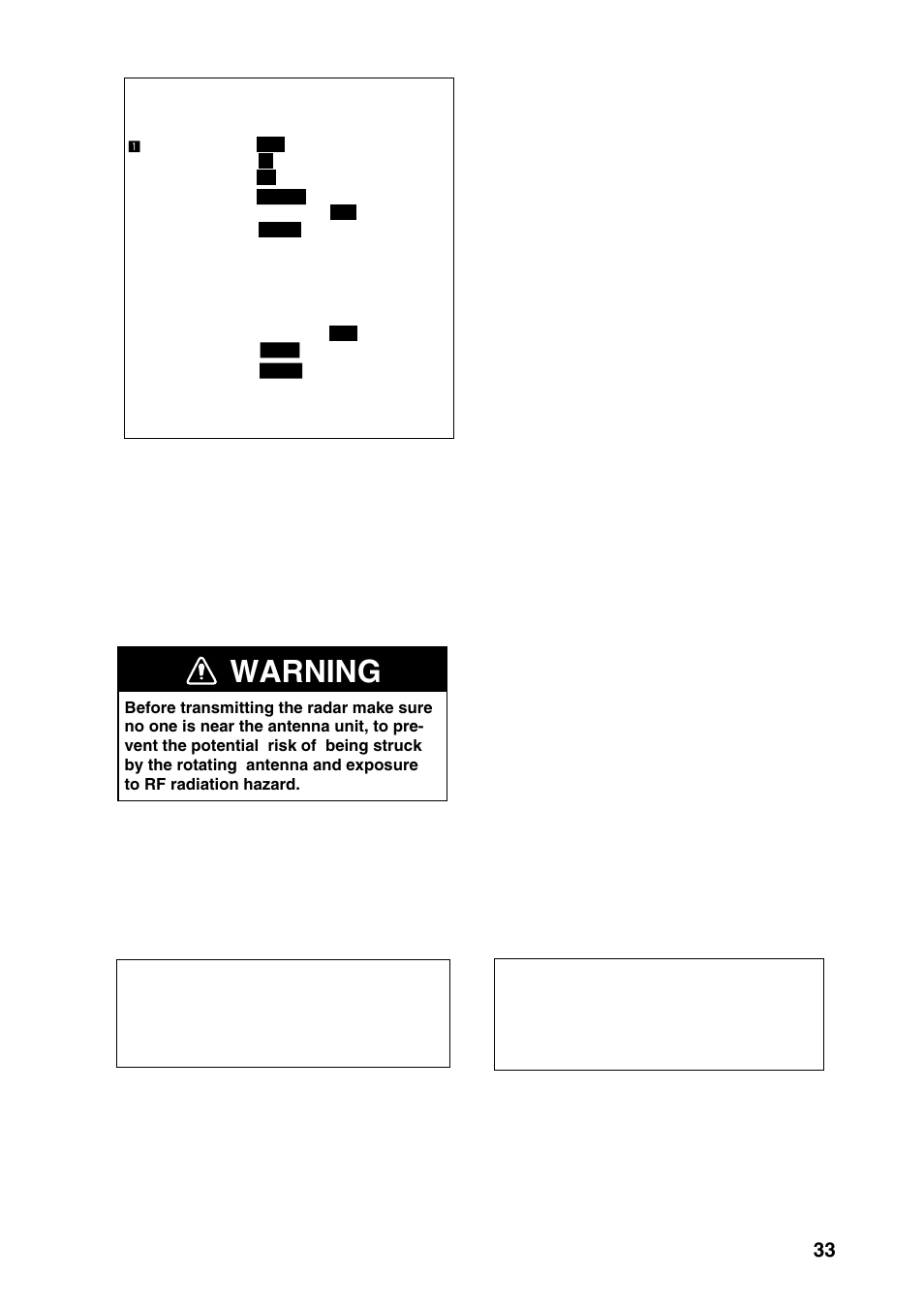 Warning, Adjusting tune/video, Entering antenna height | Figure 6-21 installation setup menu | Furuno 1832 User Manual | Page 47 / 64