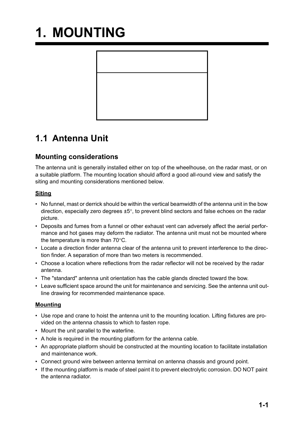Mounting, 1 antenna unit, Notice | Furuno FAR-2167DS-BB User Manual | Page 9 / 111