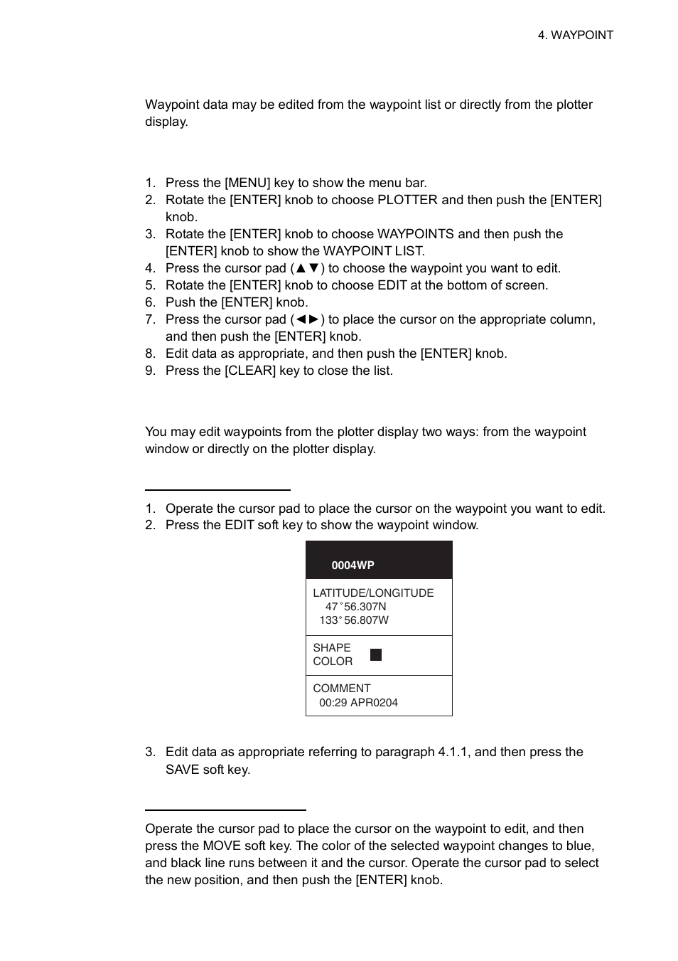 2 editing waypoint data | Furuno GP-7000F User Manual | Page 41 / 132