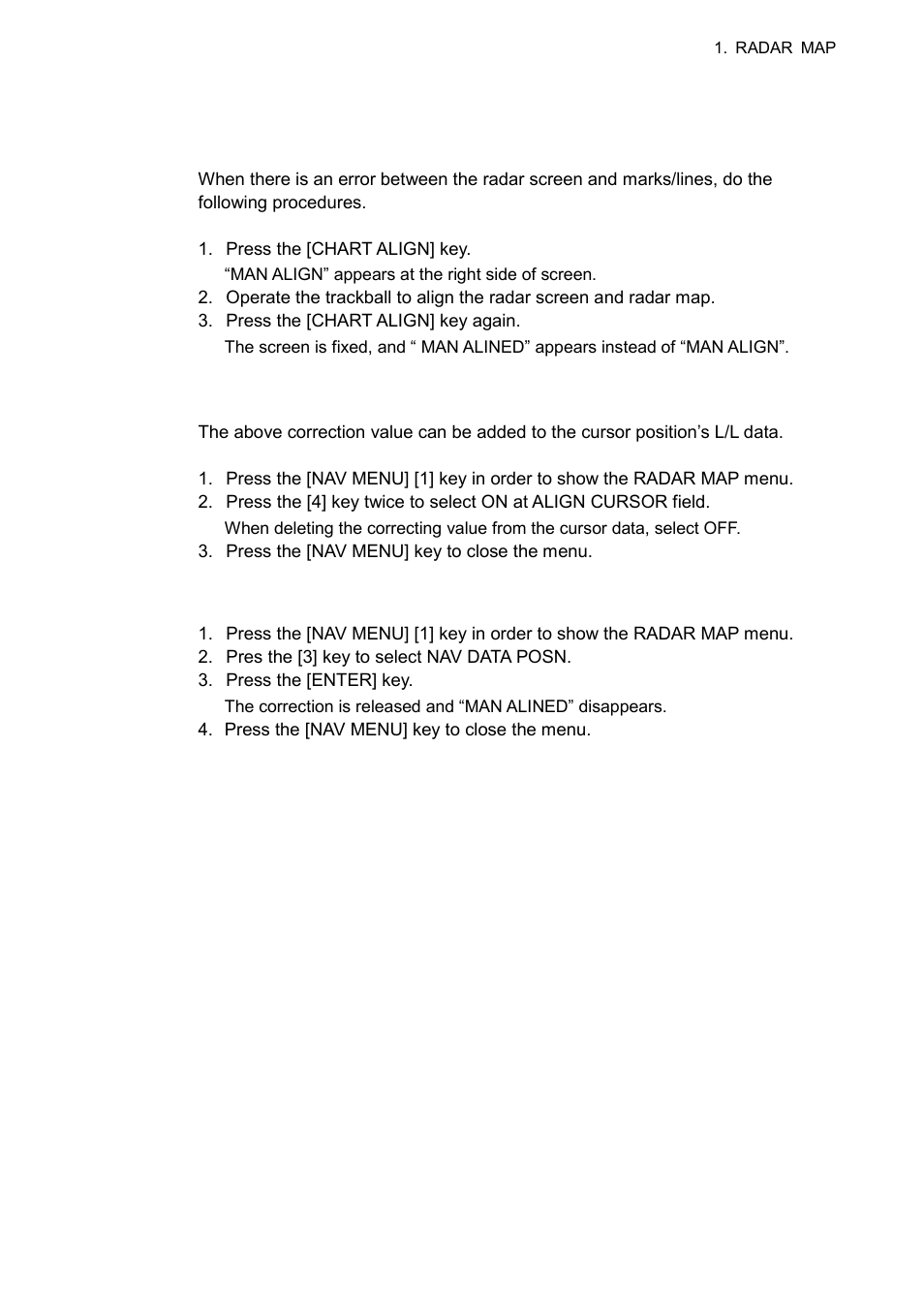 4 podition and bearing correction, 4 position and bearing correction | Furuno RP-25 User Manual | Page 14 / 48