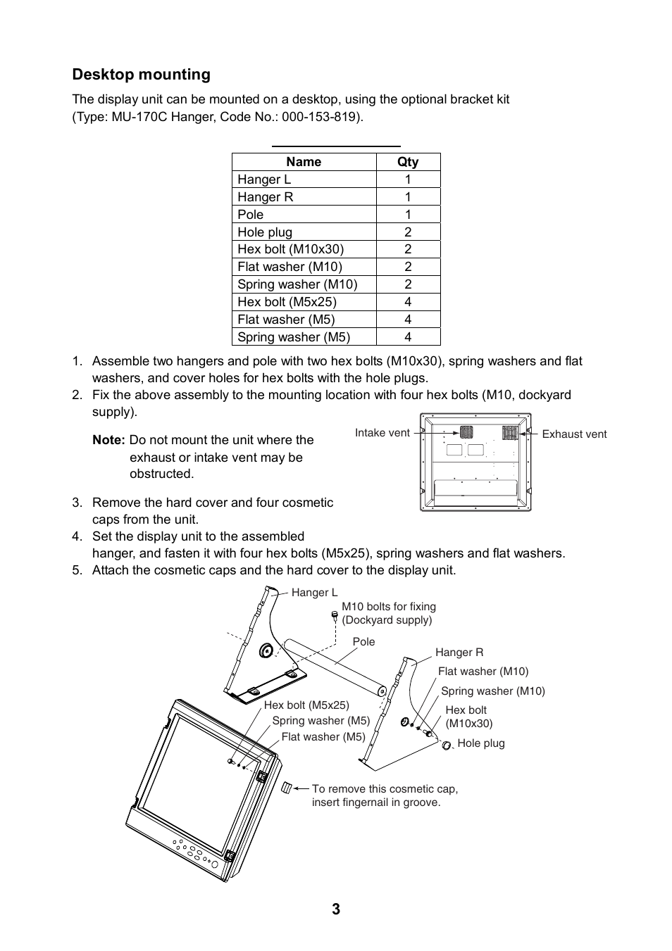 3 desktop mounting | Furuno MU-17OC User Manual | Page 10 / 65