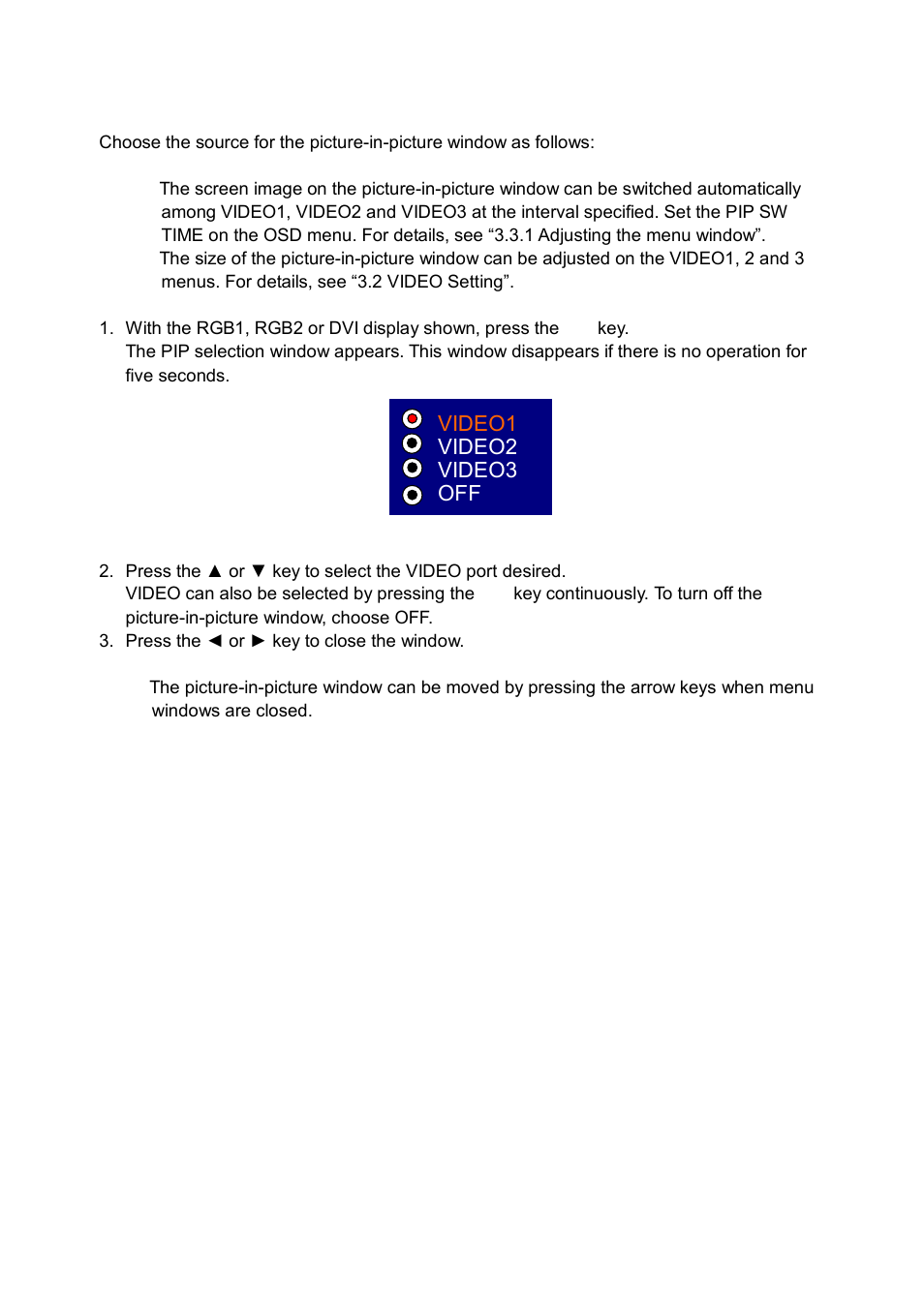 4 choosing source for picture-in-picture | Furuno MU-17OC User Manual | Page 24 / 65