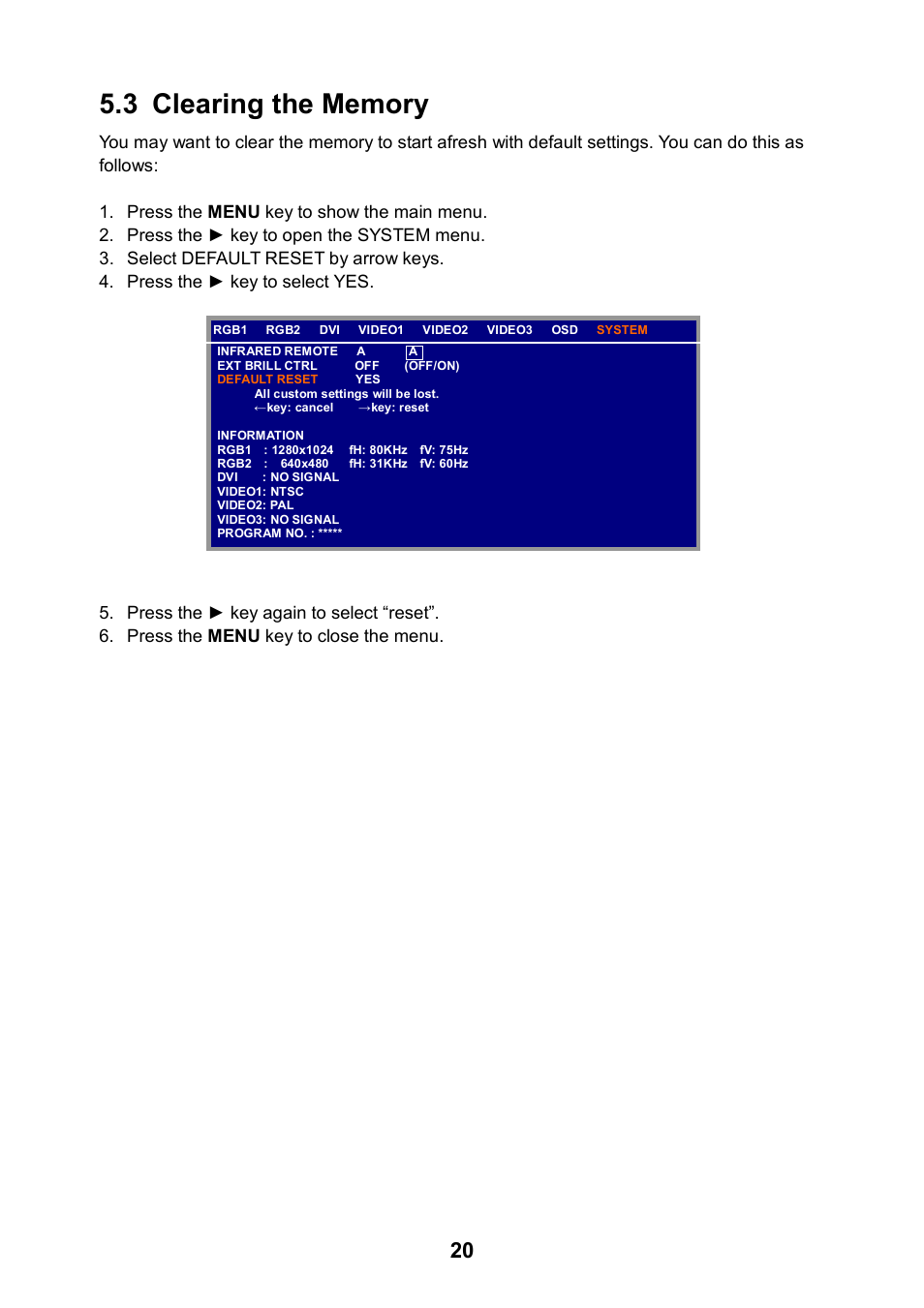 3 clearing the memory | Furuno MU-17OC User Manual | Page 27 / 65