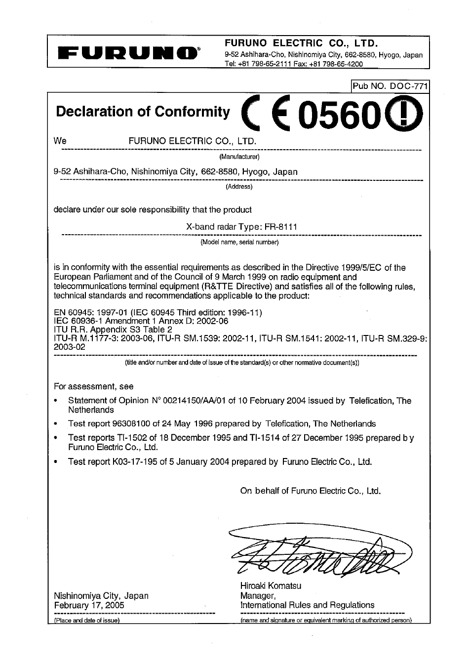 Furuno FR-8111 User Manual | Page 68 / 69
