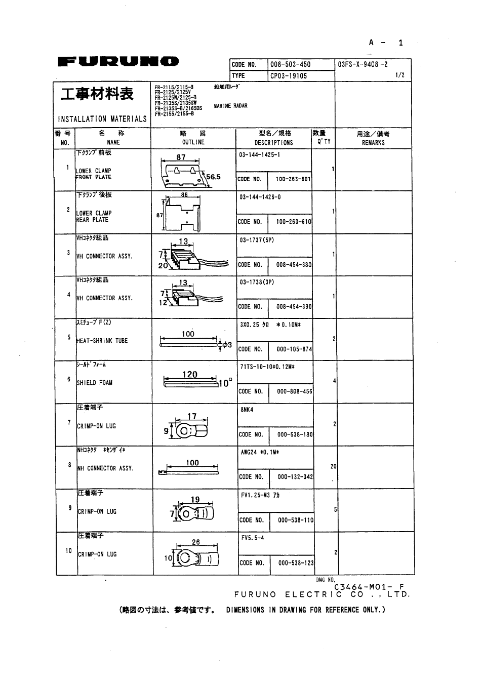 Packing lists | Furuno FR-2135S User Manual | Page 61 / 82