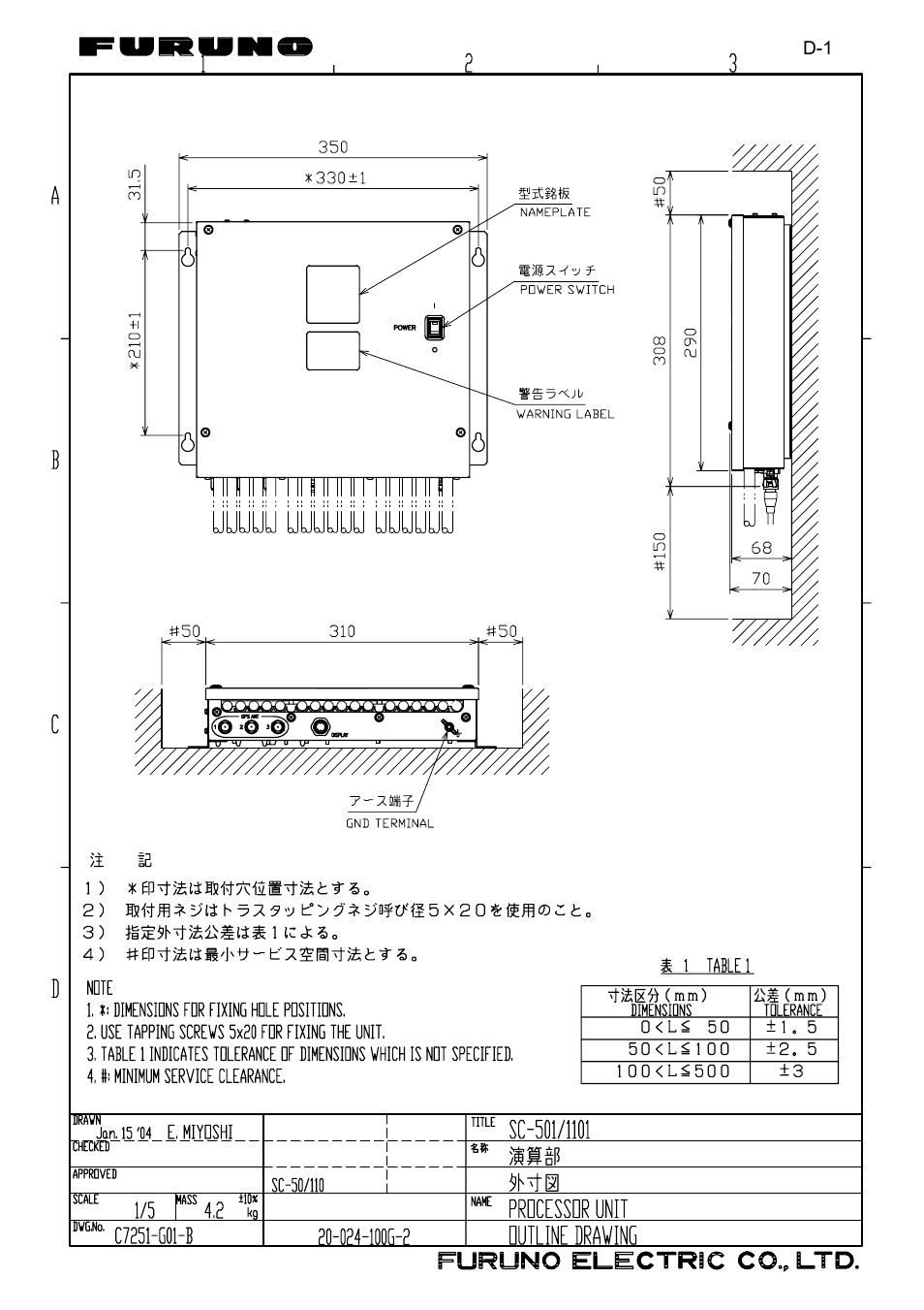 Outline drawings | Furuno Sc 50 User Manual | Page 93 / 101