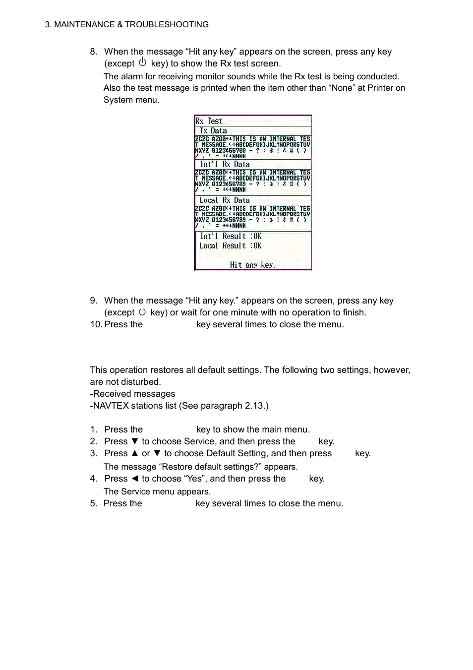 5 restoring all default settings | Furuno NX-700B User Manual | Page 46 / 89