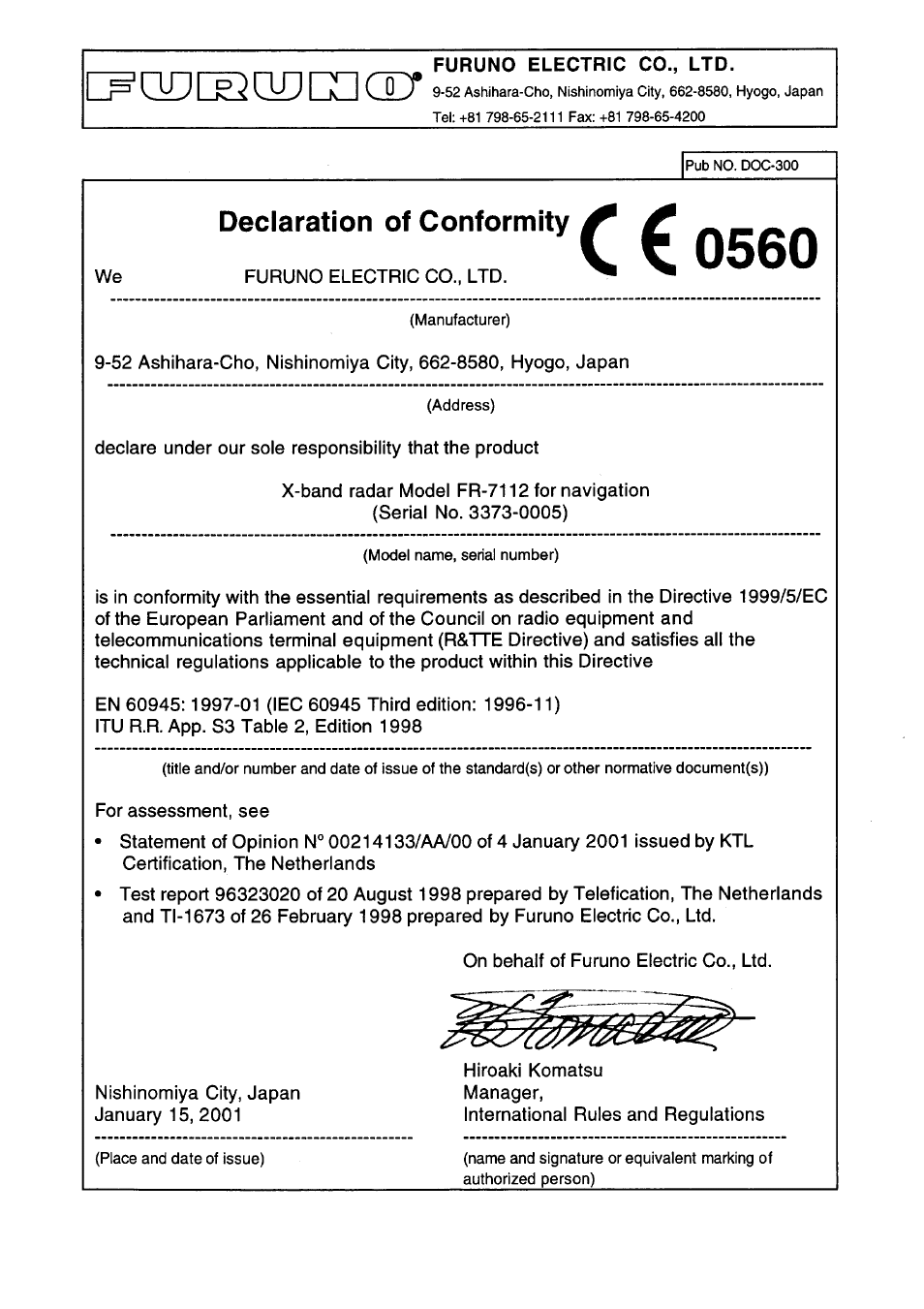 Furuno FR-7112 User Manual | Page 47 / 48