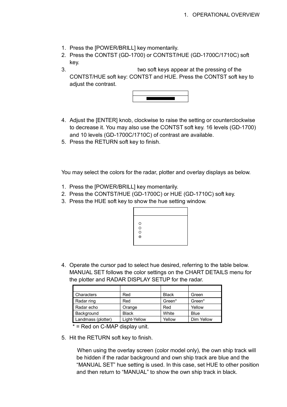 9 1.4.2 contrast | Furuno GD-1700C User Manual | Page 23 / 249
