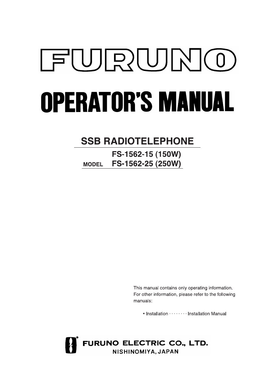 Furuno FS-1562-15 User Manual | 58 pages