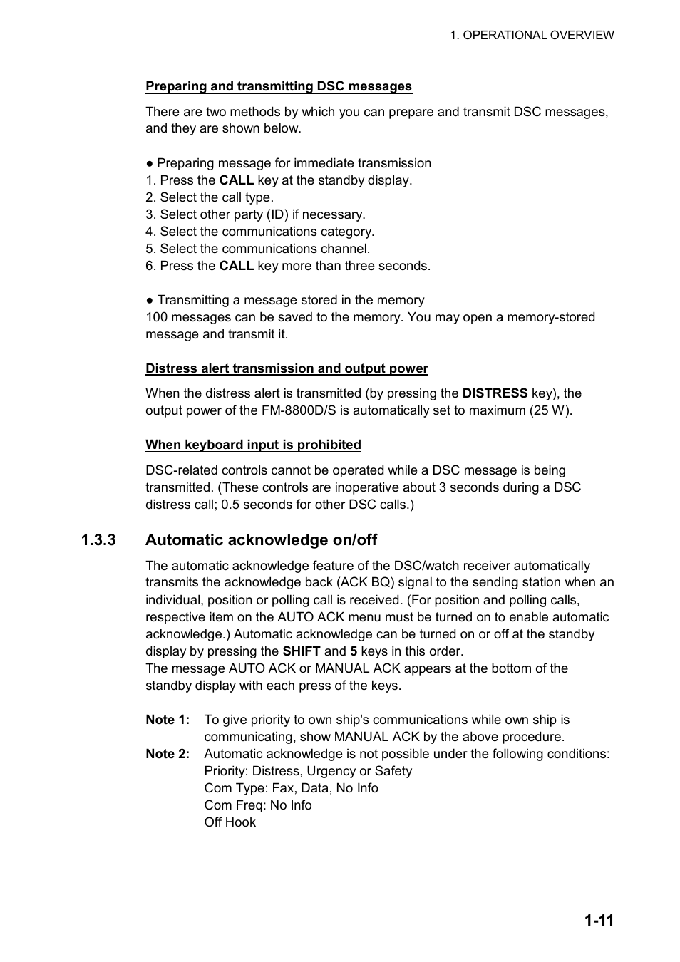 3 automatic acknowledge on/off | Furuno FM-8800D/8800S User Manual | Page 25 / 127